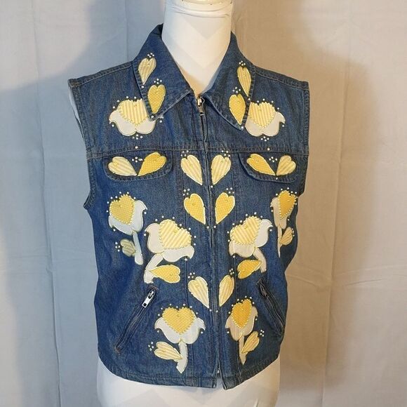First Class Embellished Denim Women's Vest - Picture 1 of 7